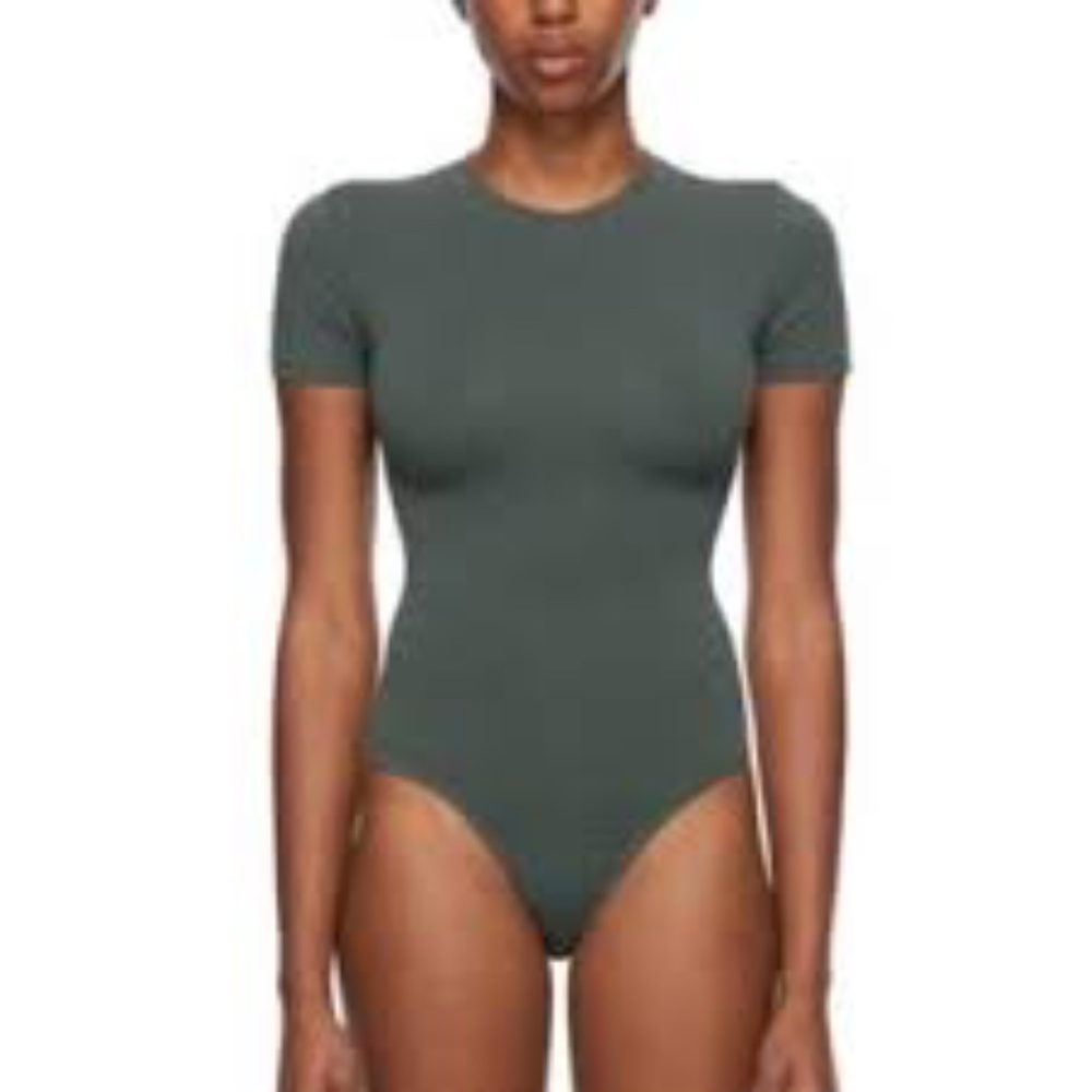 NWT SKIMS COTTON JERSEY T-SHIRT BODYSUIT Deep Sea Size Small